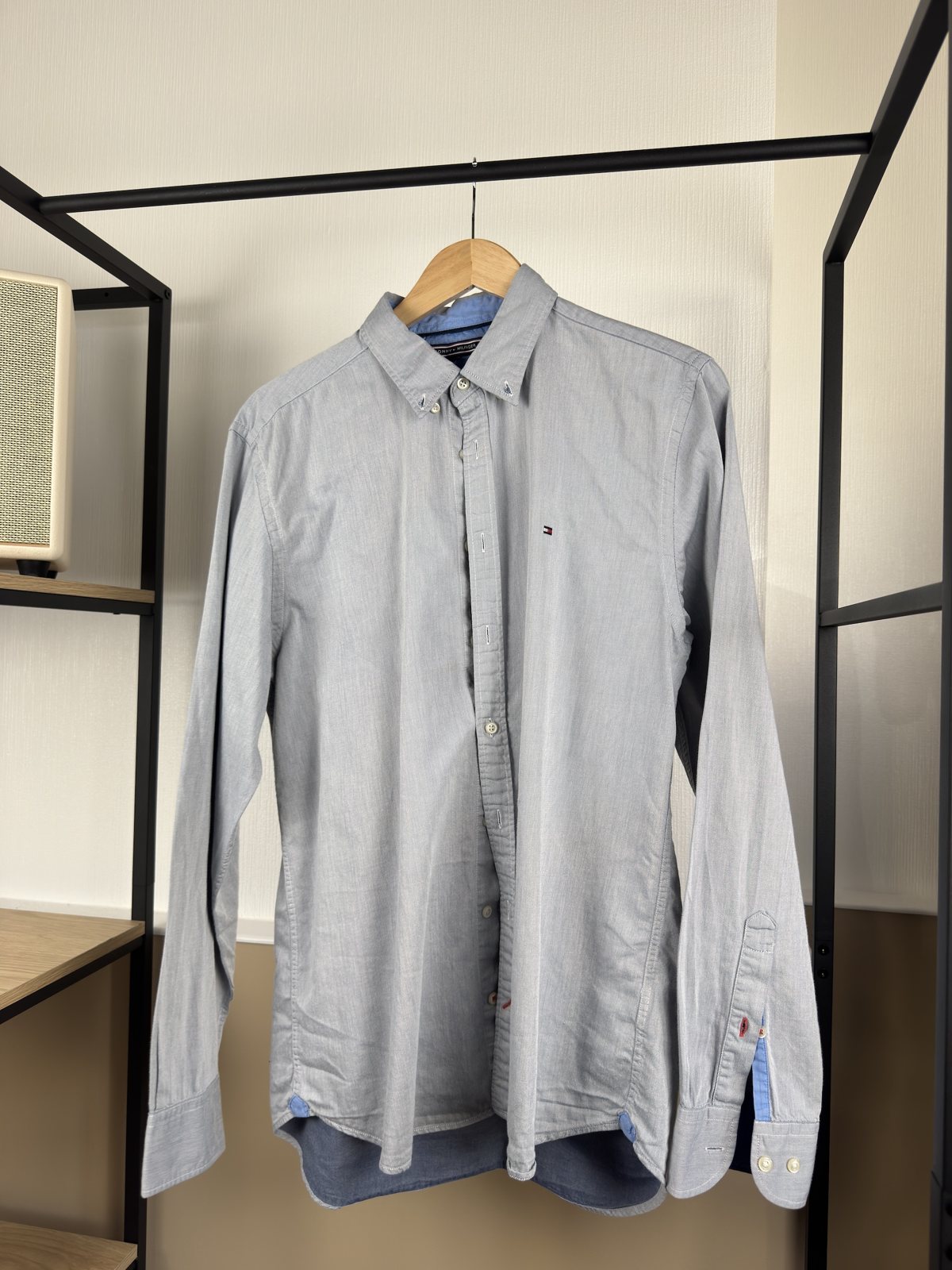 Chemise oxford Tommy Hilfiger gris bleu