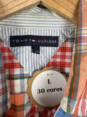 Chemise Tommy Hilfiger à carreaux orange et bleu