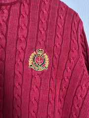 Pull camionneur torsadé Lauren Ralph Lauren rouge écusson