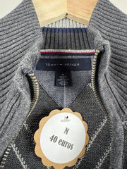Pull camionneur Tommy Hilfiger gris à losanges