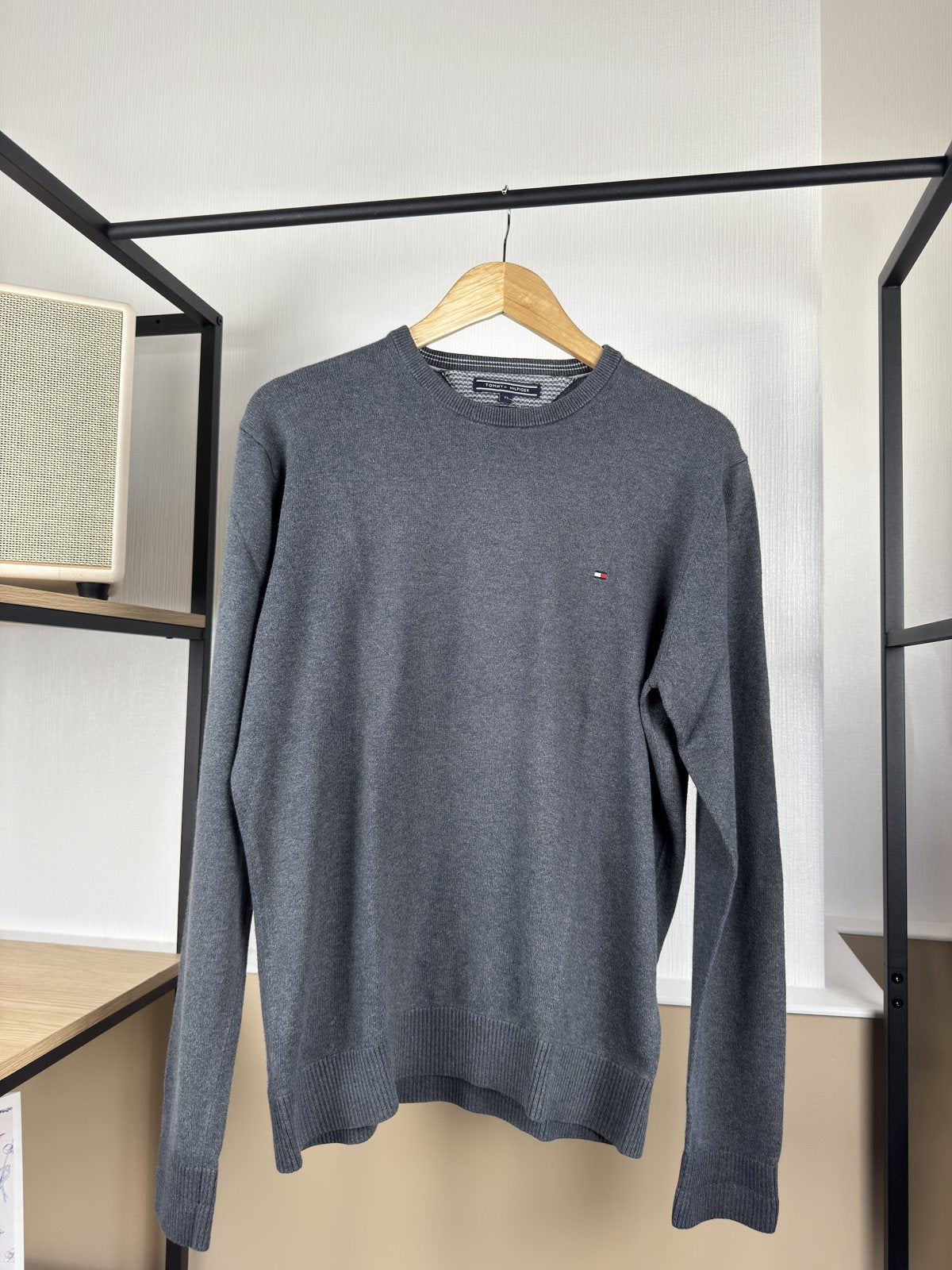 Pull col rond Tommy Hilfiger gris anthracite