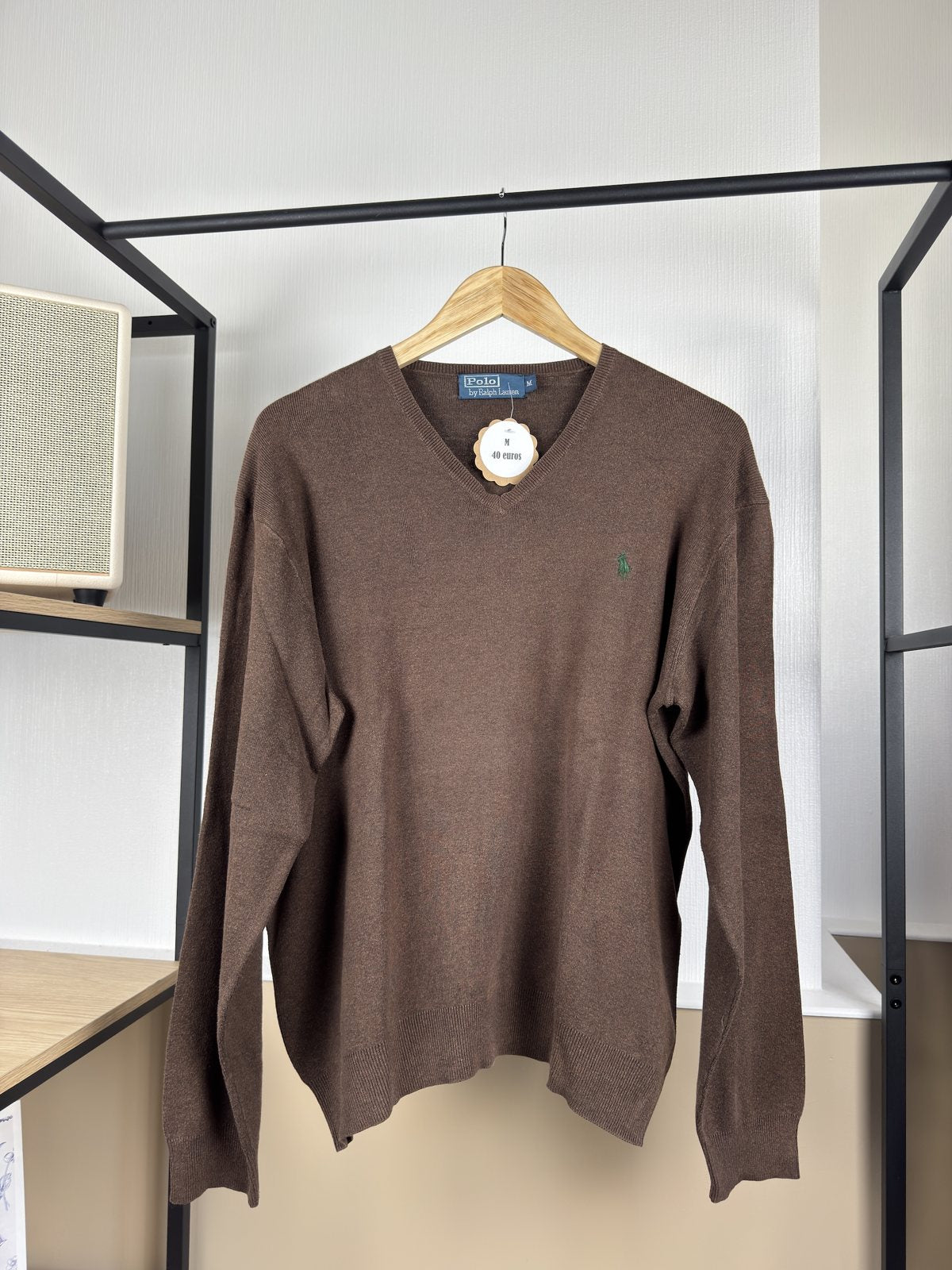 Pull col V Ralph Lauren marron