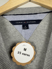 Pull col V Tommy Hilfiger gris clair