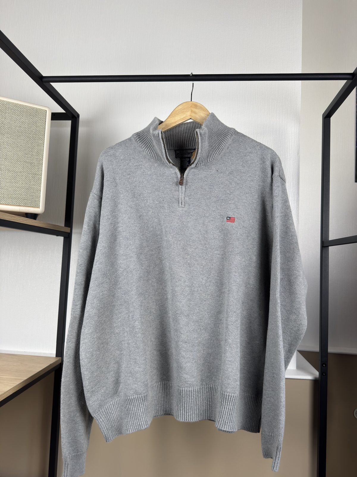 Pull camionneur Polo Jeans Ralph Lauren gris drapeau