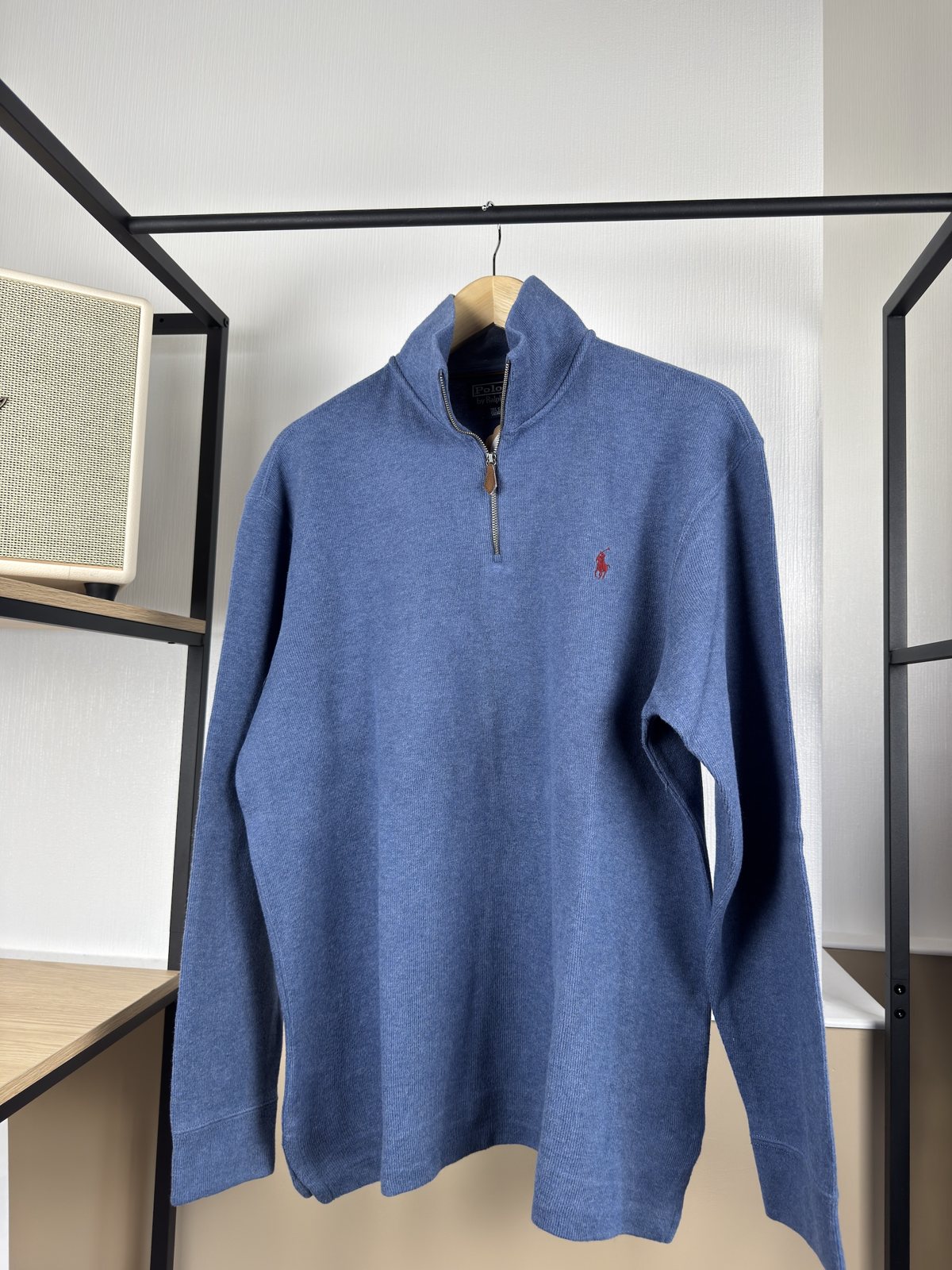 Pull camionneur Ralph Lauren bleu chiné