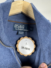 Pull camionneur Ralph Lauren bleu chiné