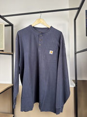 T-shirt henley manches longues Carhartt gris bleu à poche