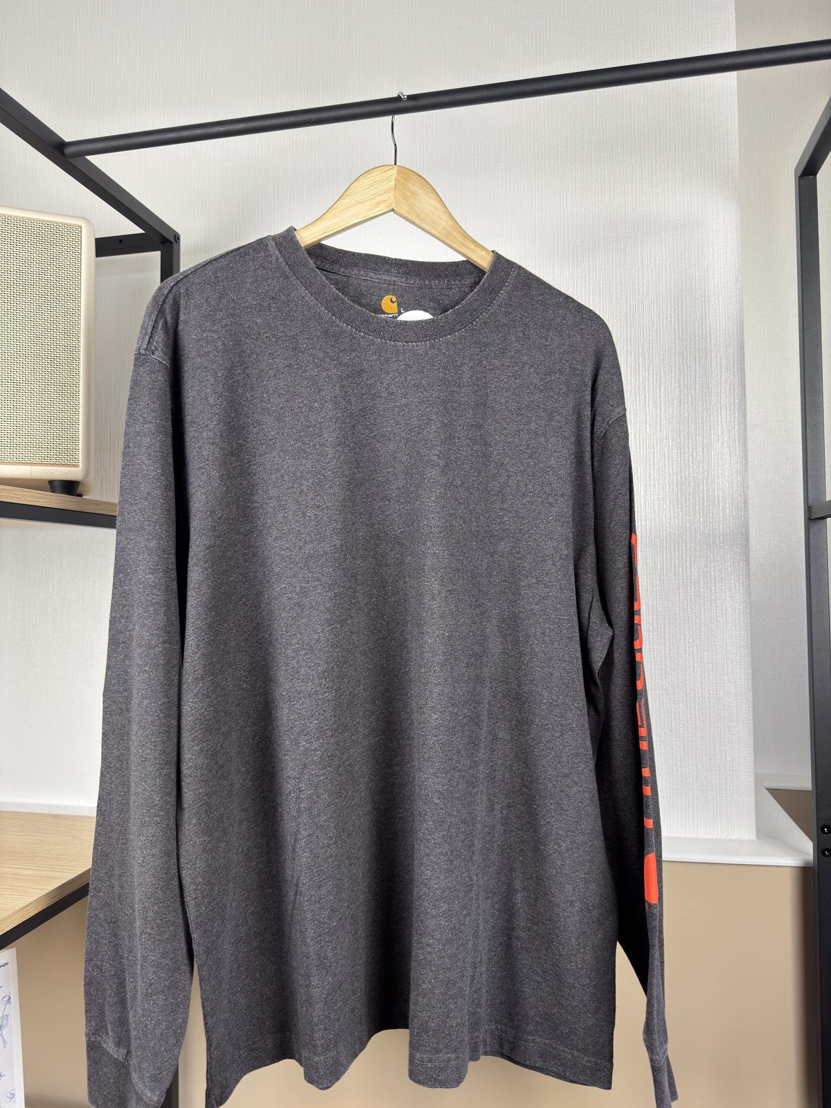T-shirt manches longues Carhartt gris anthracite logo manche